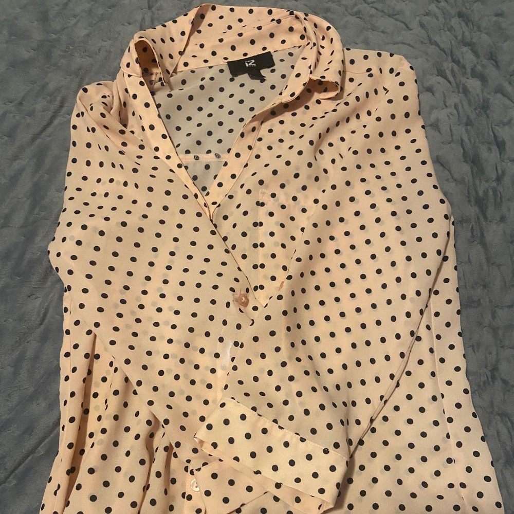 Polka-Dot button up collard shirt